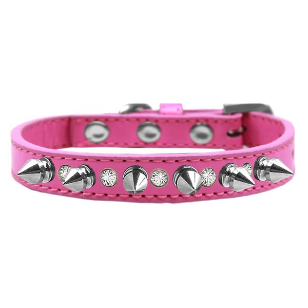 Mansbestfriend Crystals & Silver Spikes Dog CollarBright Pink Size 10 MA935152